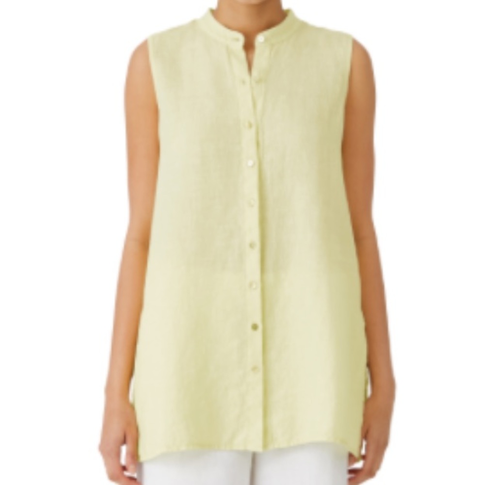 Eileen Fisher Women’s Tunic Top XXS Organic Linen Minimalist Butter Yellow NWT